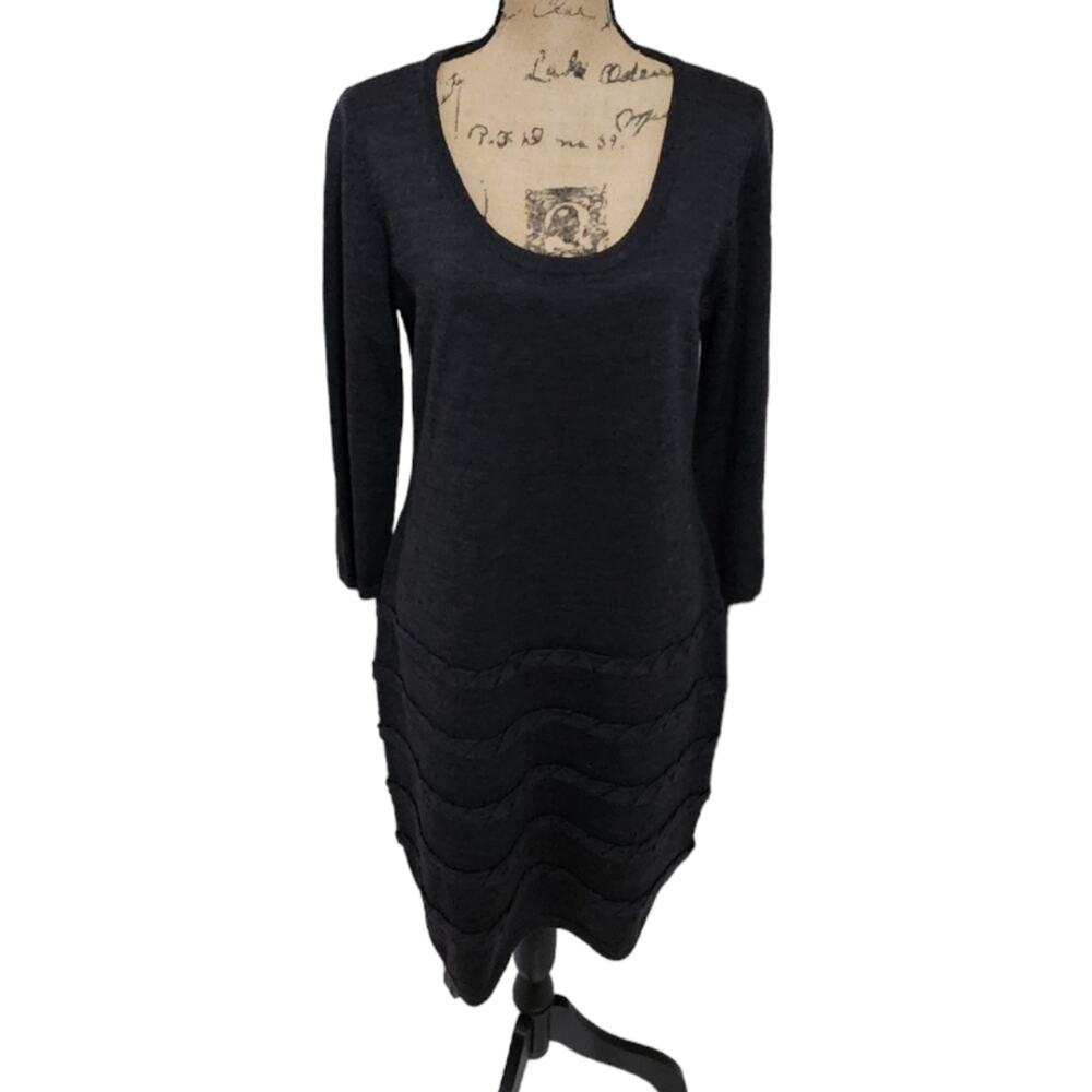 Calvin Klein Wool Blend Ruffle‎ Detail Bodycon Bandage Sweater Dress Size Large